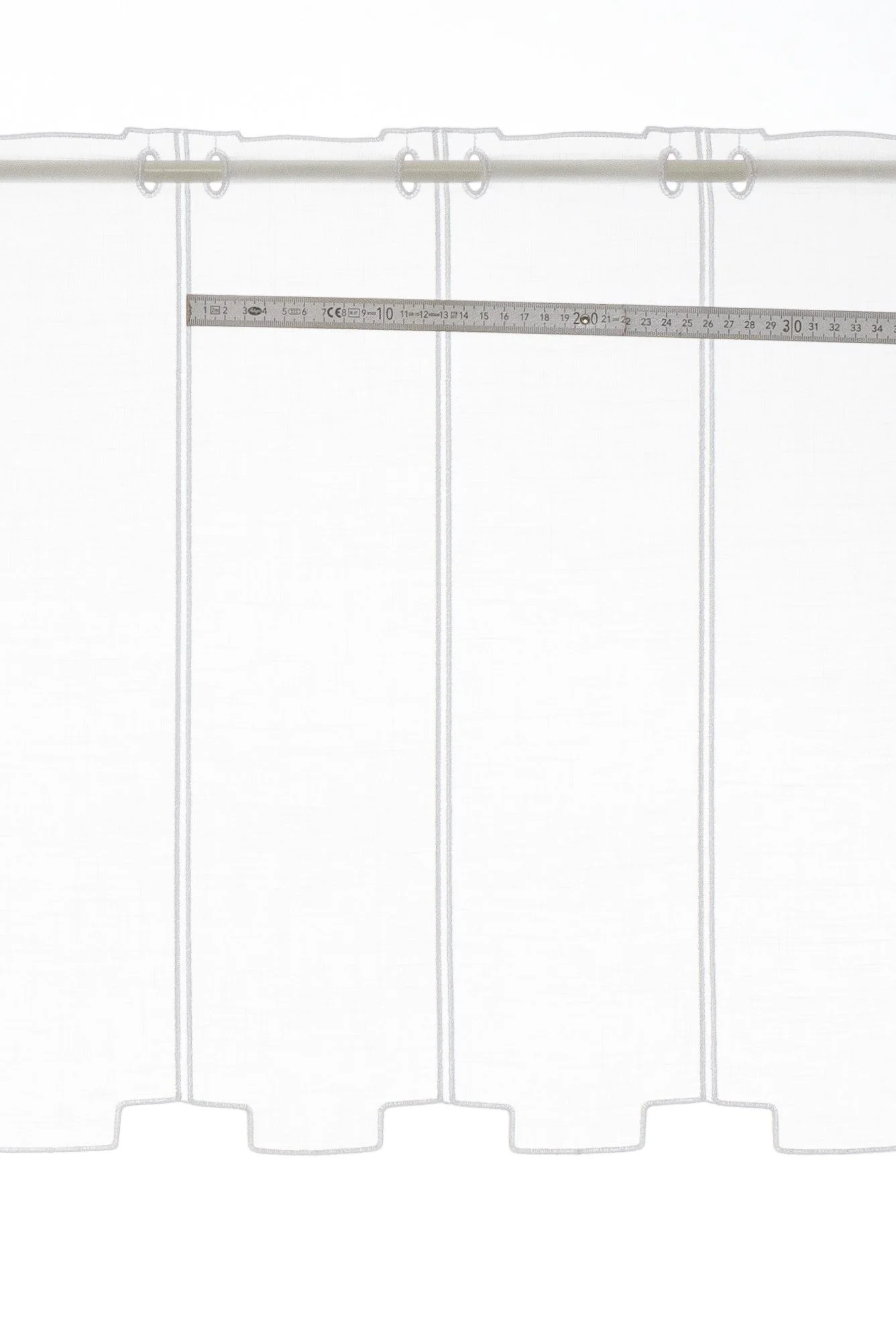 Scheibengardine „Schlichte Stufen“ – 50 cm hoch, weiß, Meterware